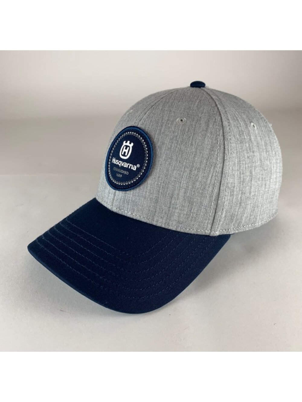Husqvarna Mens Gray Navy Blue Snapback Adjustable Hat